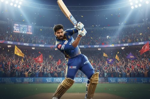 IPL 2025 live match coverage highlight with players in action.